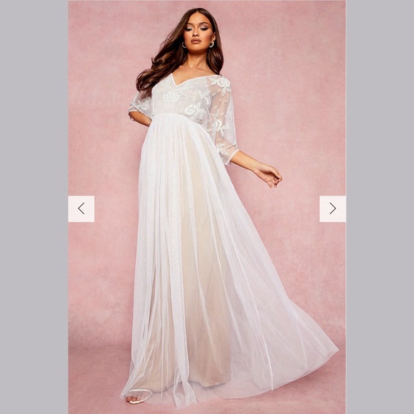 Boho Occasion Wedding Bridesmaid Hand Embellished Kimono Mesh Maxi - Picture 3 of 10